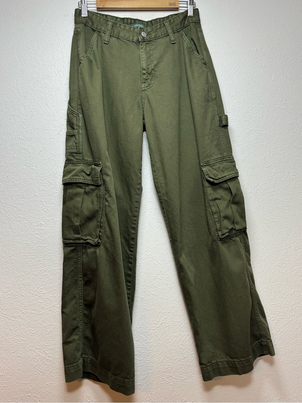 Olive Green Wide Leg Baggy Cargo Pants